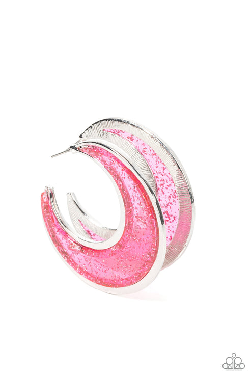 Charismatically Curvy Pink Hoop Earrings Paparazzi