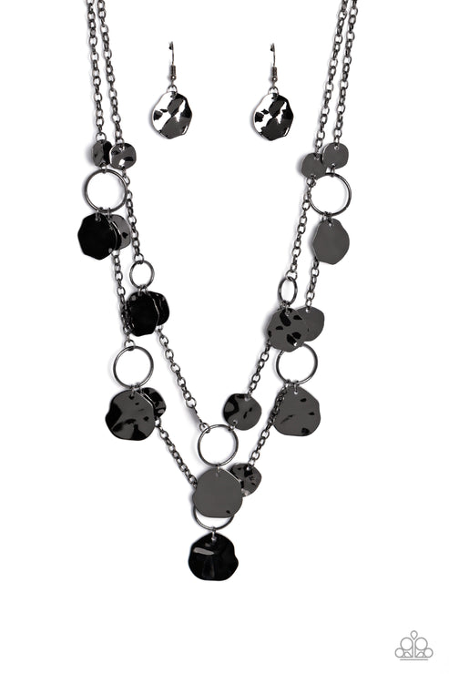 Hammered Horizons Black Necklace Paparazzi