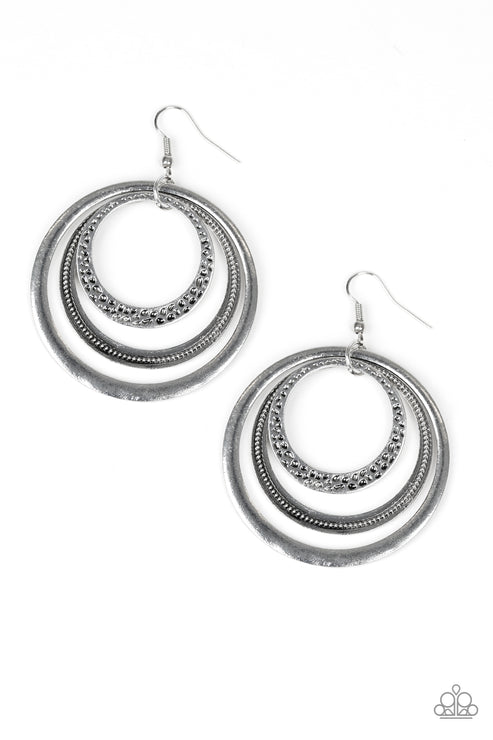 Tempting Texture Silver Earrings Paparazzi