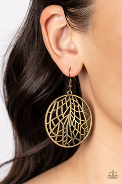 Fractured Foliage Brass Earrings Paparazzi
