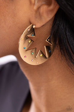 Starry Sensation Gold Hoop Earrings Paparazzi