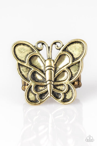 Sky High Butterfly Brass Ring Paparazzi