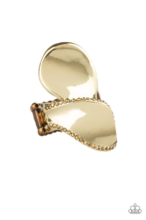 Fabulously Folded Brass Ring Paparazzi