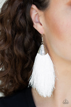 Tassel Temptress White Earrings Paparazzi