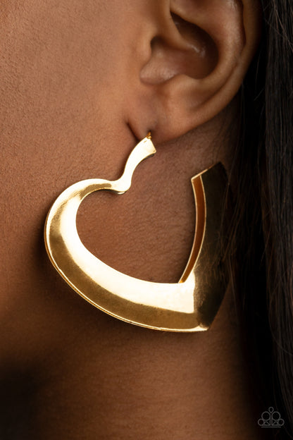 Heart-Racing Radiance Gold Hoop Earrings Paparazzi