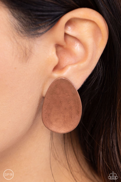 In PLAINS Sight Copper Clip-On Earrings Paparazzi