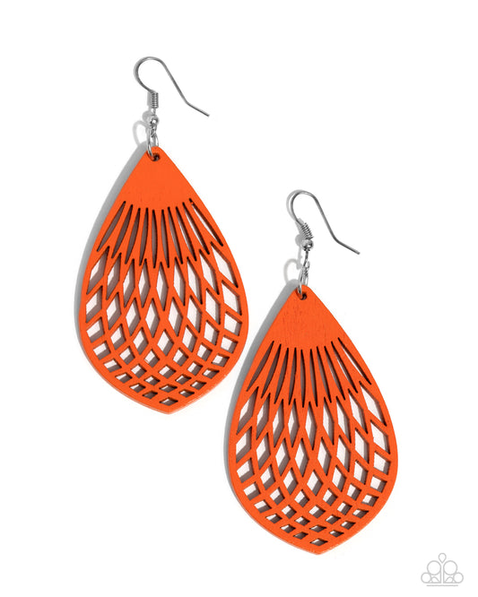 Caribbean Coral Orange Earrings Paparazzi