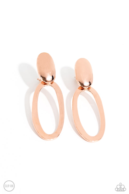 Pull OVAL! Copper Clip-On Earrings Paparazzi
