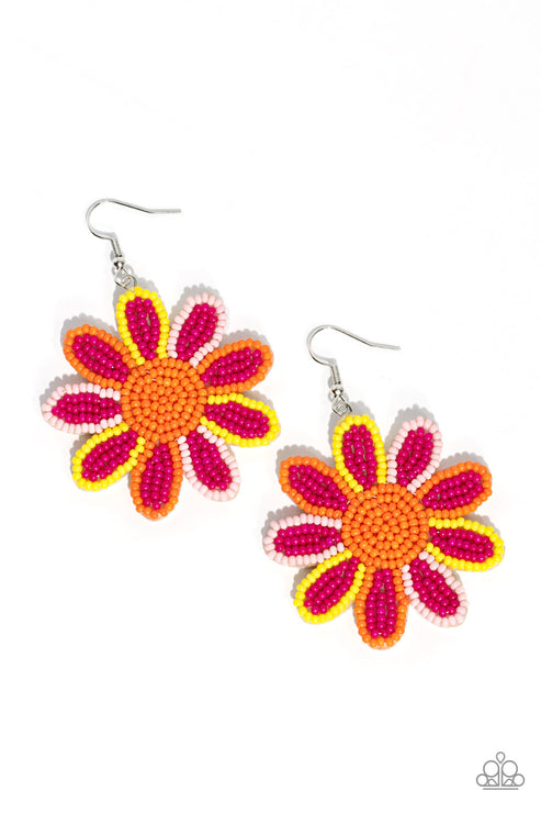 Decorated Daisies Pink Earrings Paparazzi