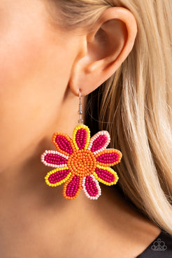 Decorated Daisies Pink Earrings Paparazzi