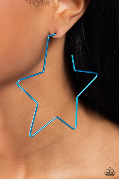 Starstruck Secret Blue Hoop Earrings Paparazzi