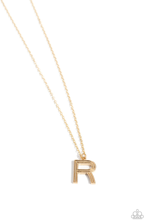 Leave Your Initials Gold * R * Necklace Paparazzi
