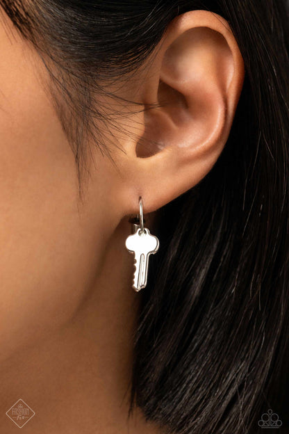 The Key to Everything Silver Earrings Paparazzi