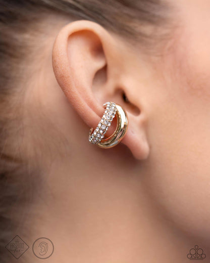 Sizzling Spotlight Gold Ear Cuff Earrings Paparazzi