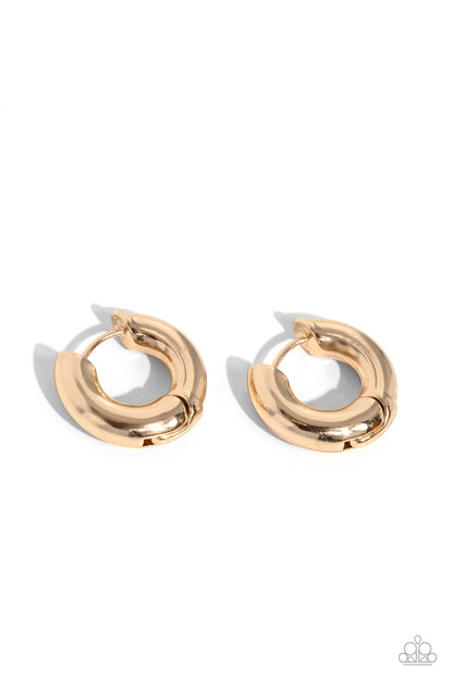 Textured Theme Gold Hoop Earrings Paparazzi