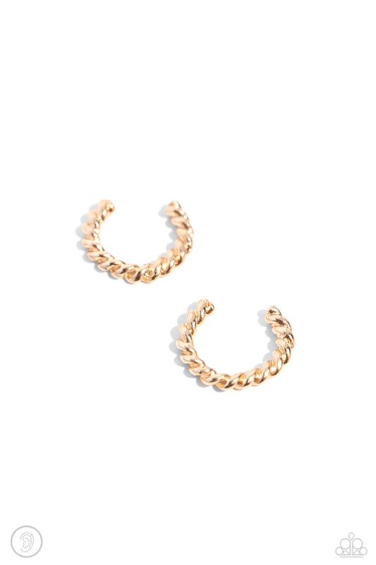 Twisted Travel Gold Earrings Paparazzi