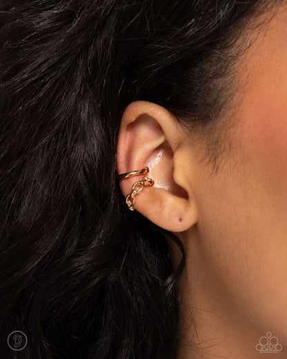 Barbell Beauty Gold Ear Cuff Earrings Paparazzi