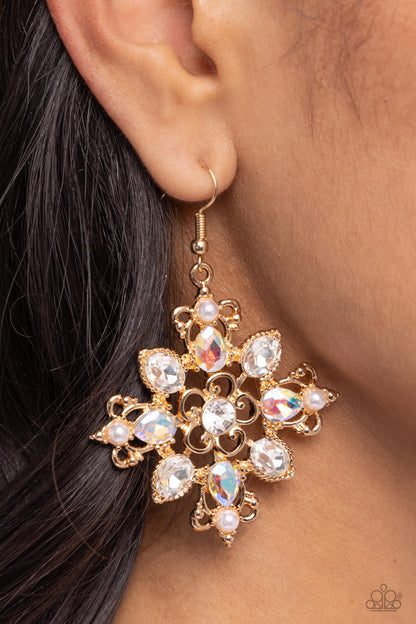 Fancy-Free Florals Gold Earrings Paparazzi