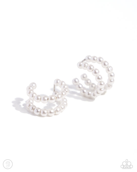 PEARLS Just Want to Have Fun White Ear Cuff Earrings Paparazzi