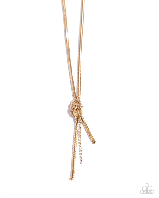 Knotted Keeper Gold Necklace Paparazzi