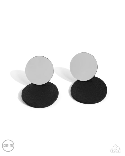 Leather Leader Black Clip-On Earrings Paparazzi