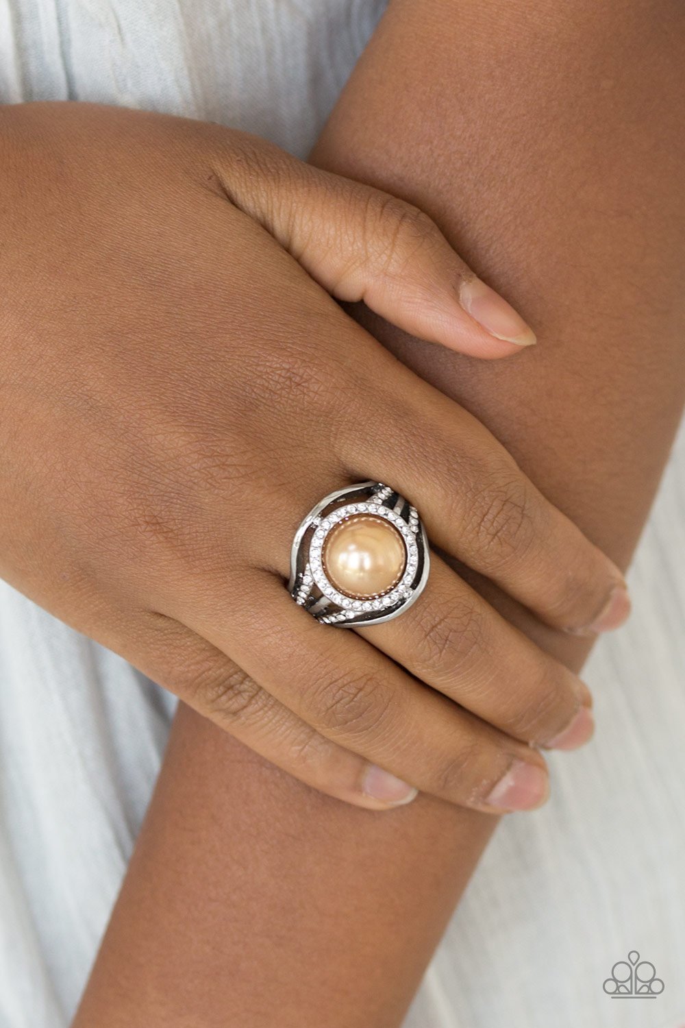 Pampered In Pearls Brown Ring Paparazzi