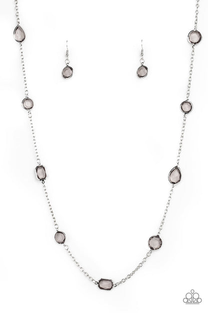 Glassy Glamorous Silver Necklace Paparazzi