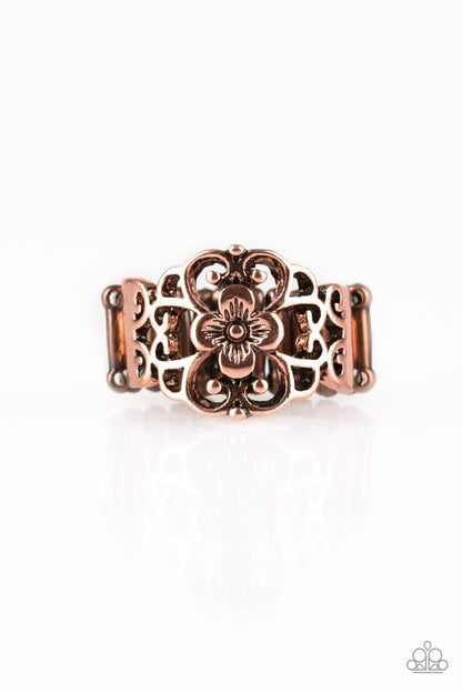Fanciful Flower Gardens Copper Ring Paparazzi