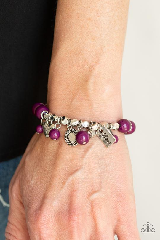 One True Love Purple Charm Bracelet Paparazzi