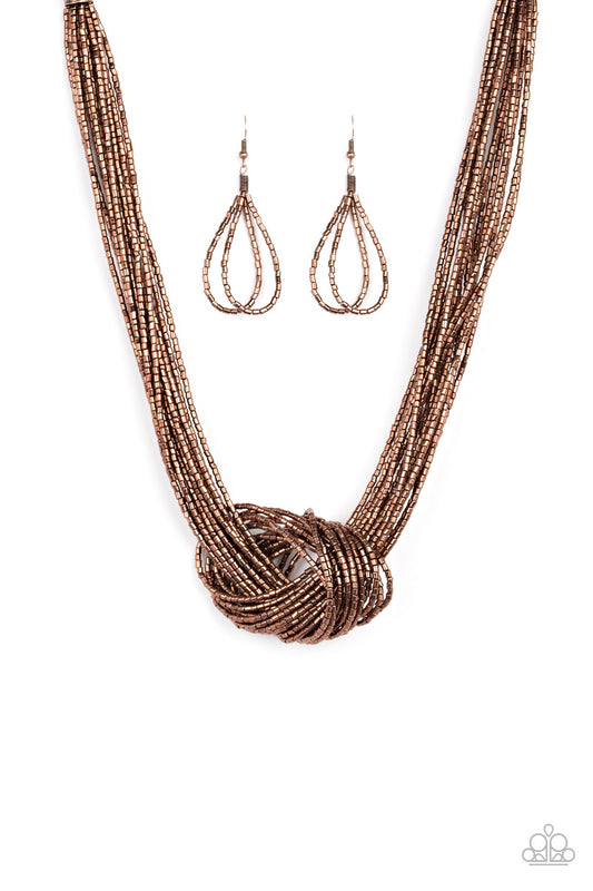 Knotted Knockout Copper Necklace Paparazzi