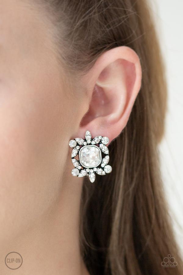 First-Rate Famous White Clip Earrings - Daria's Blings N Things