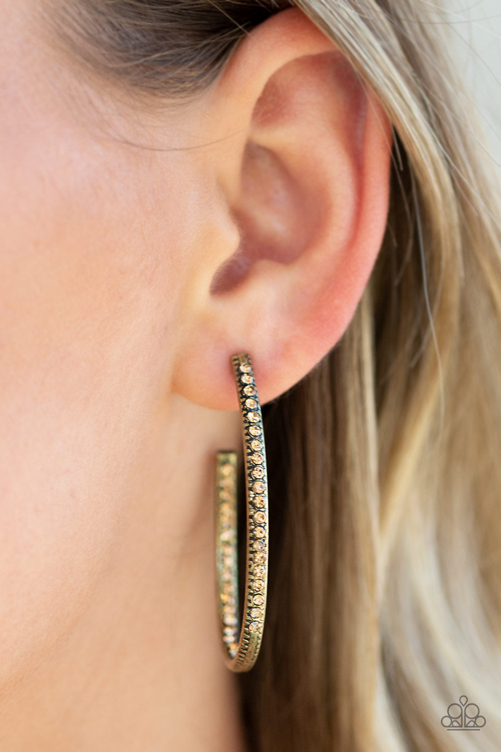 Globetrotting Glitter Brass Hoop Earrings - Daria's Blings N Things