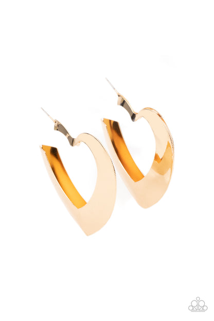 Heart-Racing Radiance Gold Hoop Earrings Paparazzi