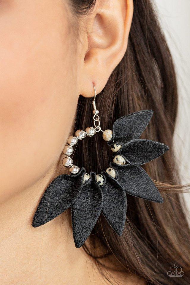 Flower Child Fever Black Earrings - Daria's Blings N Things