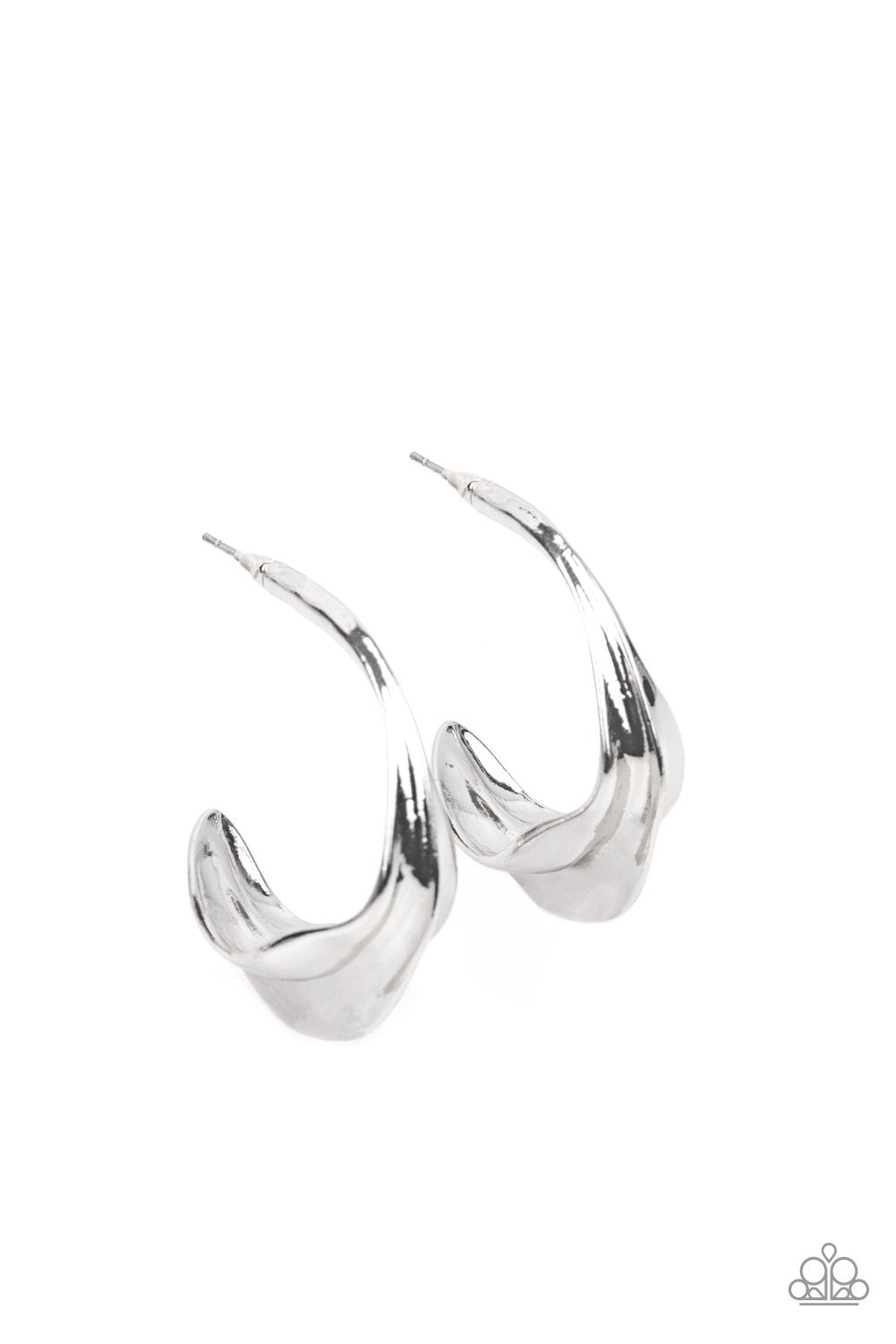 Modern Meltdown Silver Hoop Earrings - Daria's Blings N Things