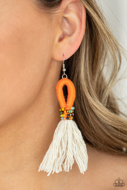 The Dustup Orange Earrings Paparazzi