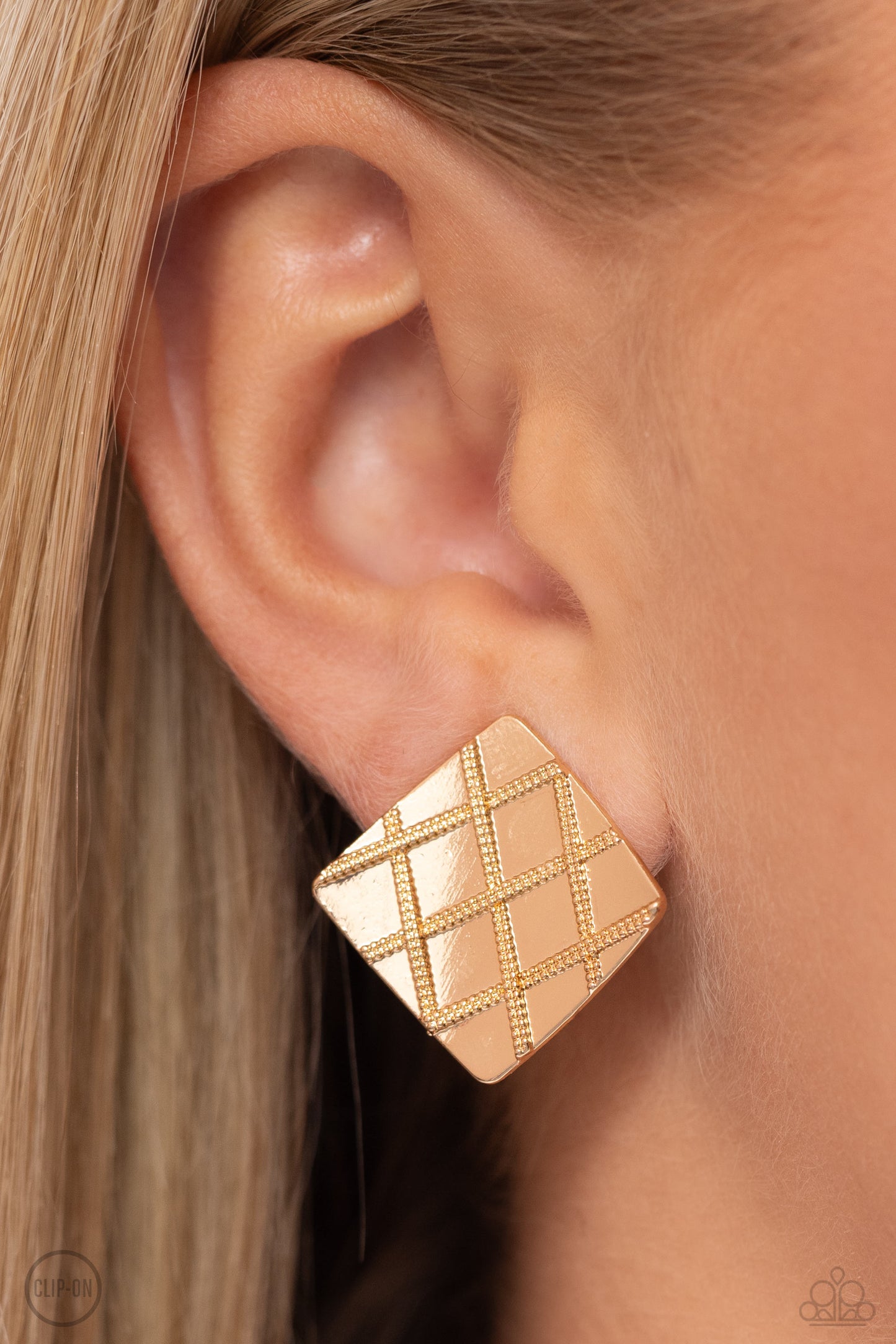 PLAID and Simple Gold Clip-On Earrings Paparazzi