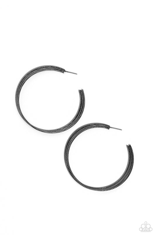Candescent Curves Black Hoop Earrings Paparazzi