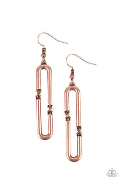 Linked and Synced Copper Earrings Paparazzi