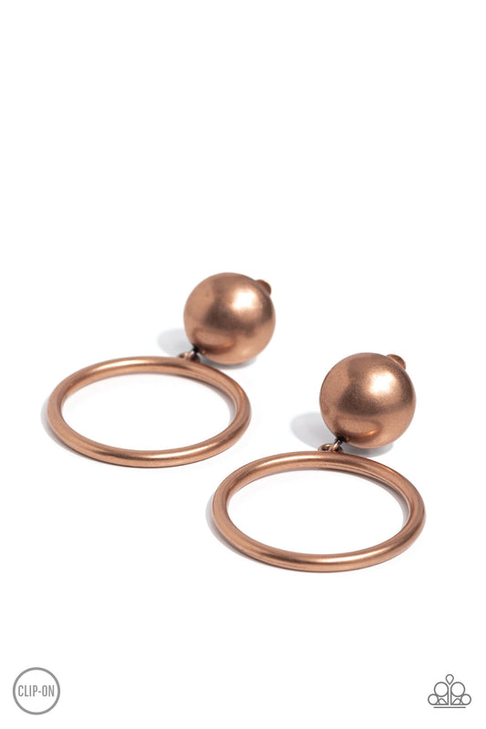 Classic Candescence Copper Clip-On Earrings Paparazzi