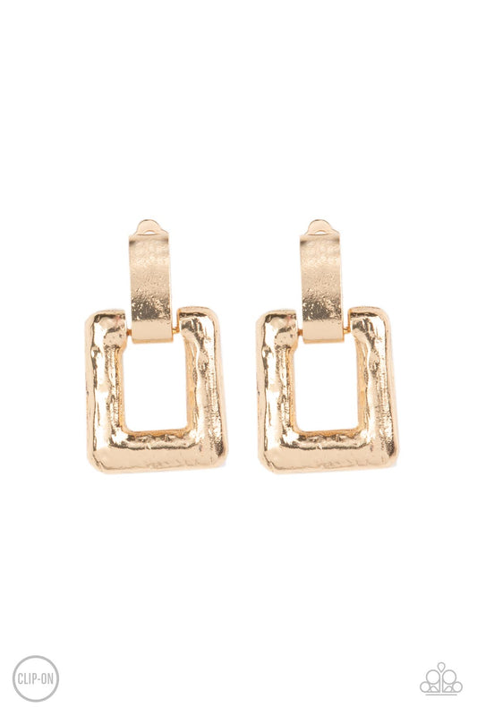 15 Minutes of FRAME Gold Clip-On Earrings Paparazzi