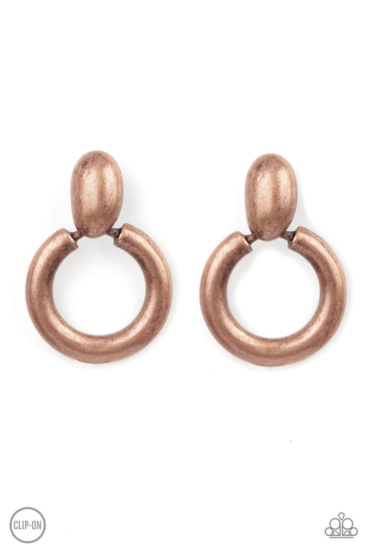 Ancient Artisan Copper Clip-On Earrings Paparazzi