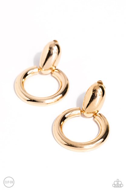 Ancient Artisan Gold Clip-On Earrings Paparazzi