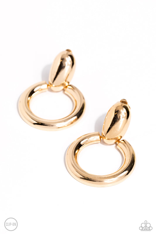 Ancient Artisan Gold Clip-On Earrings Paparazzi