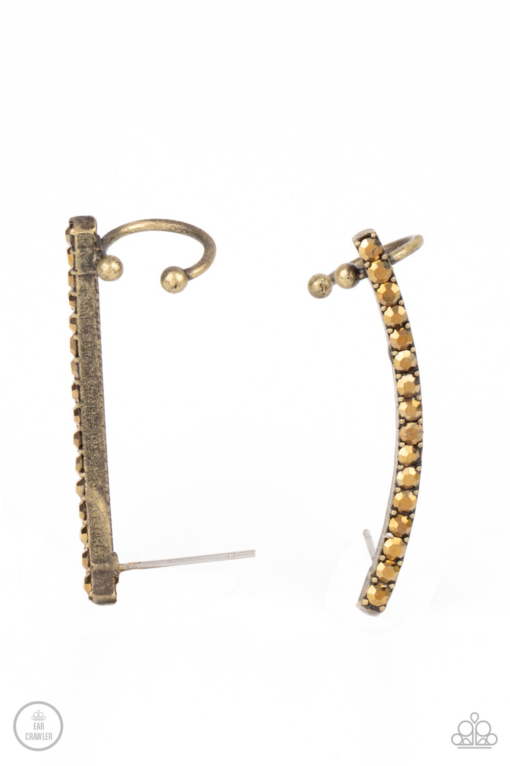 Give Me The SWOOP Brass Post Ear Crawler Earrings Paparazzi