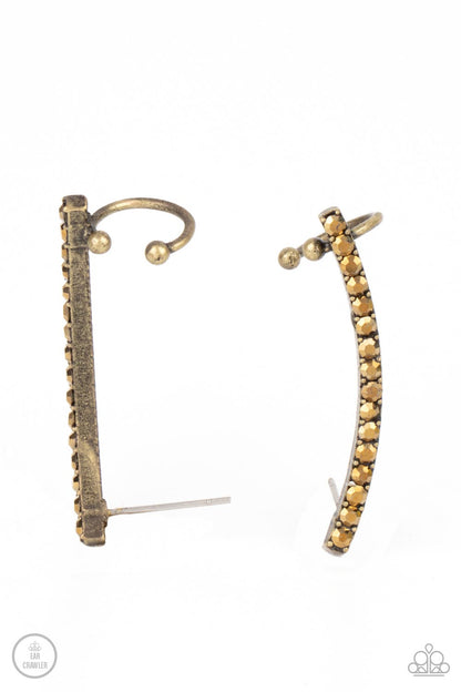 Give Me The SWOOP Brass Post Ear Crawler Earrings Paparazzi