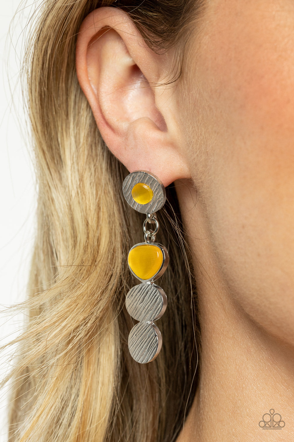 Asymmetrical Appeal Yellow Earrings Paparazzi