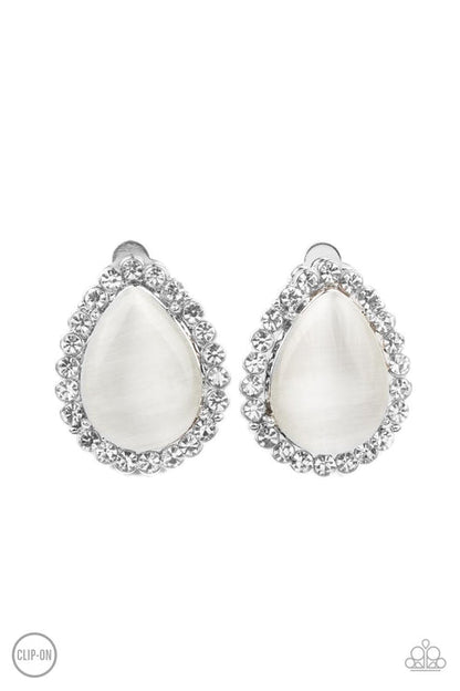 Downright Demure White Clip-On Earrings Paparazzi