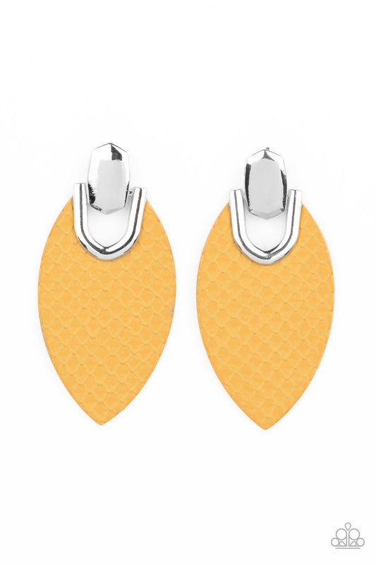 Wildly Workable Yellow Post Earrings Paparazzi