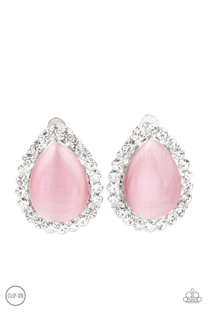 Downright Demure Pink Clip-On Earrings Paparazzi